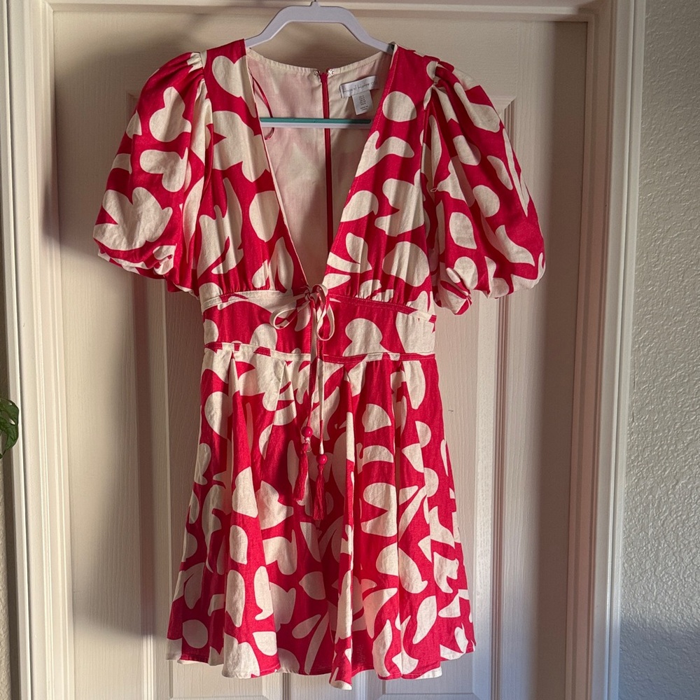 House of Harlow 1960 Red and Cream Dress